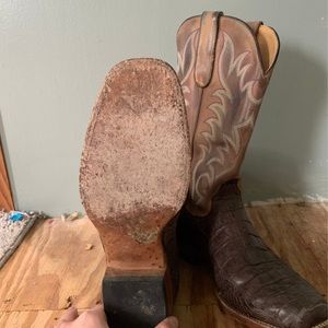 Cavendars Exotic Square Toe Gator Cowboy Boots